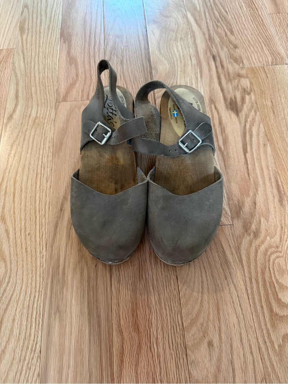 Lotta from Stockholm Brown Suede Slingback Clogs with Buckle